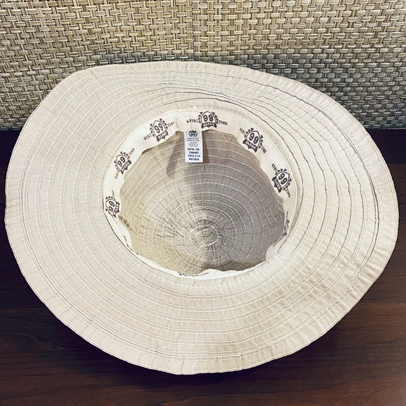 🌟HP🌟VTG NWOT Packable Tan Ribbon Floppy Wood Bead Band Hat OS - Picture 6 of 8